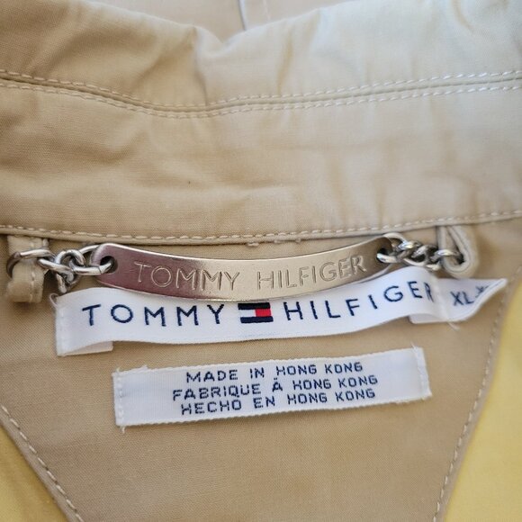 Vintage Y2K Tommy Hilfiger Women’s Medium Length Button Down Trench Coat, XL EUC - Picture 5 of 8